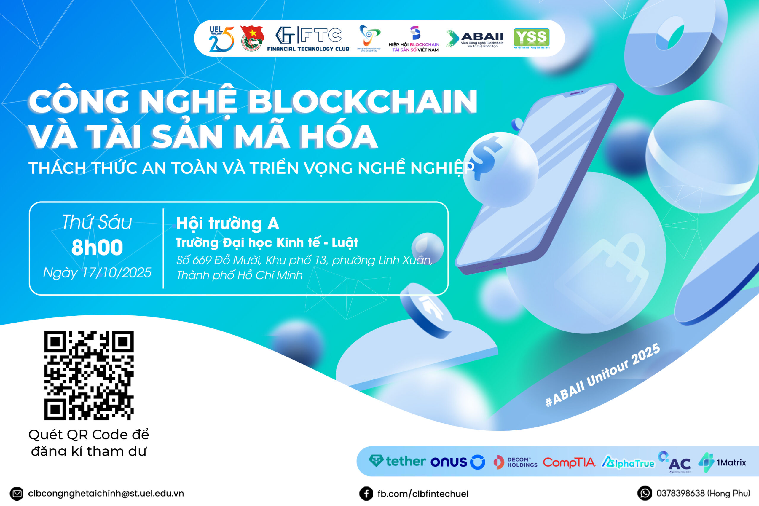 ABAII Unitour 2025 khởi động với chủ đề “Công nghệ Blockchain và Tài sản mã hoá: Thách thức an toàn và triển vọng nghề nghiệp” tại UEL